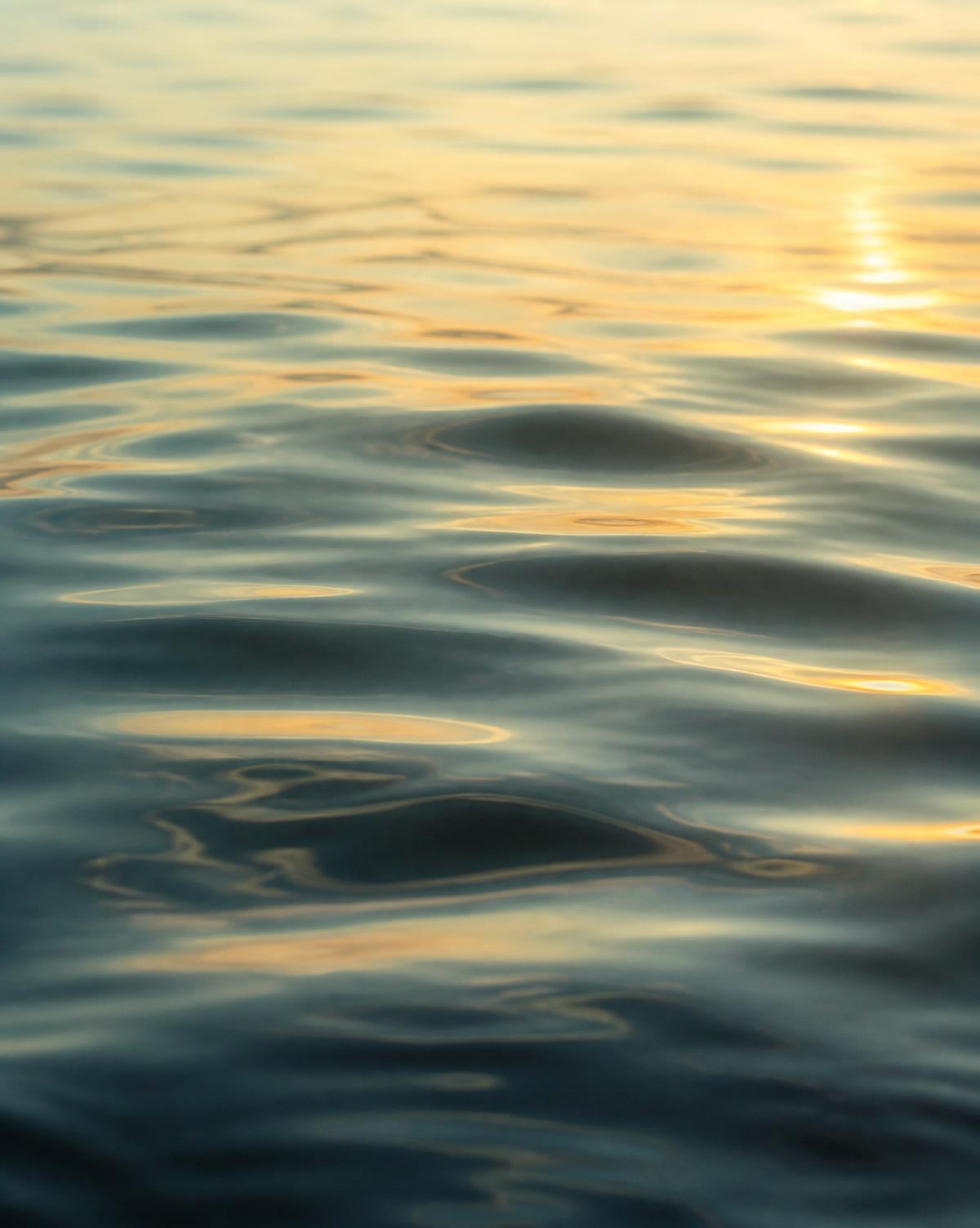 Gentle water ripples in soft golden light